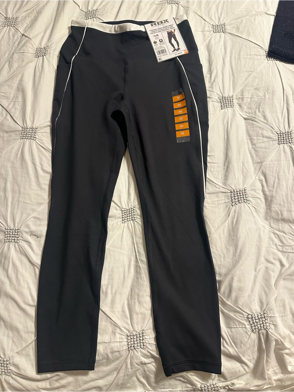 Rbx Black Leggings With Cream Contrast Trim